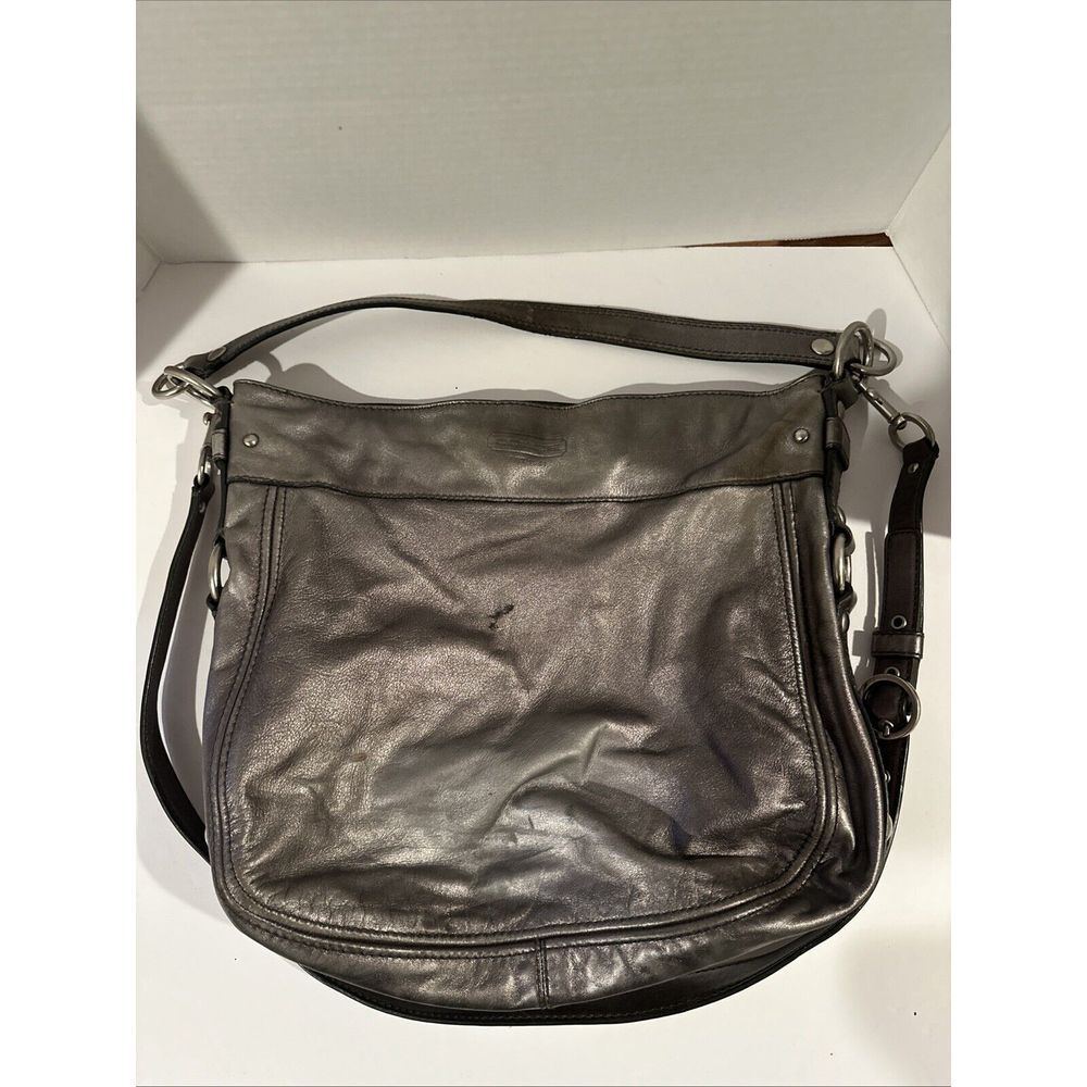Coach Women's Leather Zoe Convertible Shoulder ToCrossbody Hobo Bag‎ Silver VTG